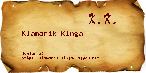Klamarik Kinga névjegykártya